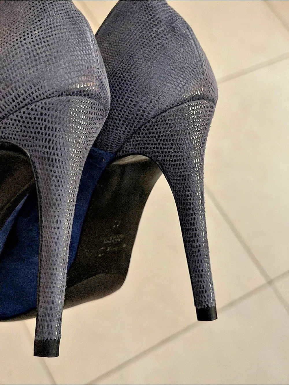 Massimo Dutti Blue Peep Toe Heels EU 40 - Picture 4 of 5